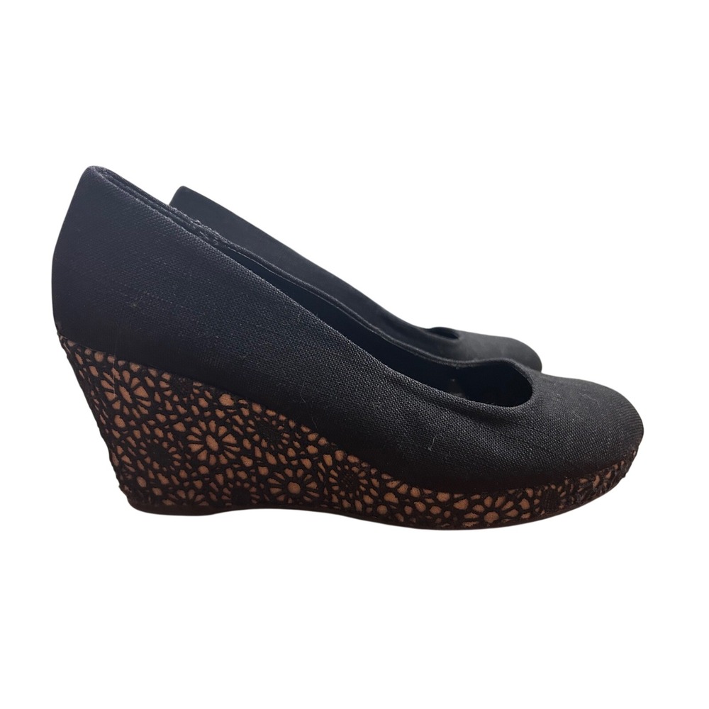 Maurices Melanie Black Wedge Pumps Floral Lace Heel Dark Romantic Women's 8